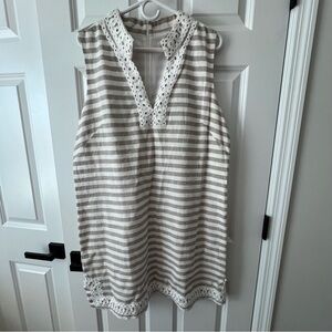 Eliza J Tan & White Stripe Dress size 18